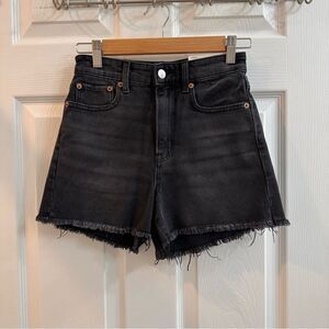 AE American Eagle Highest Rise 90's Boyfriend Shorts Black Stretch Size 00 NWT